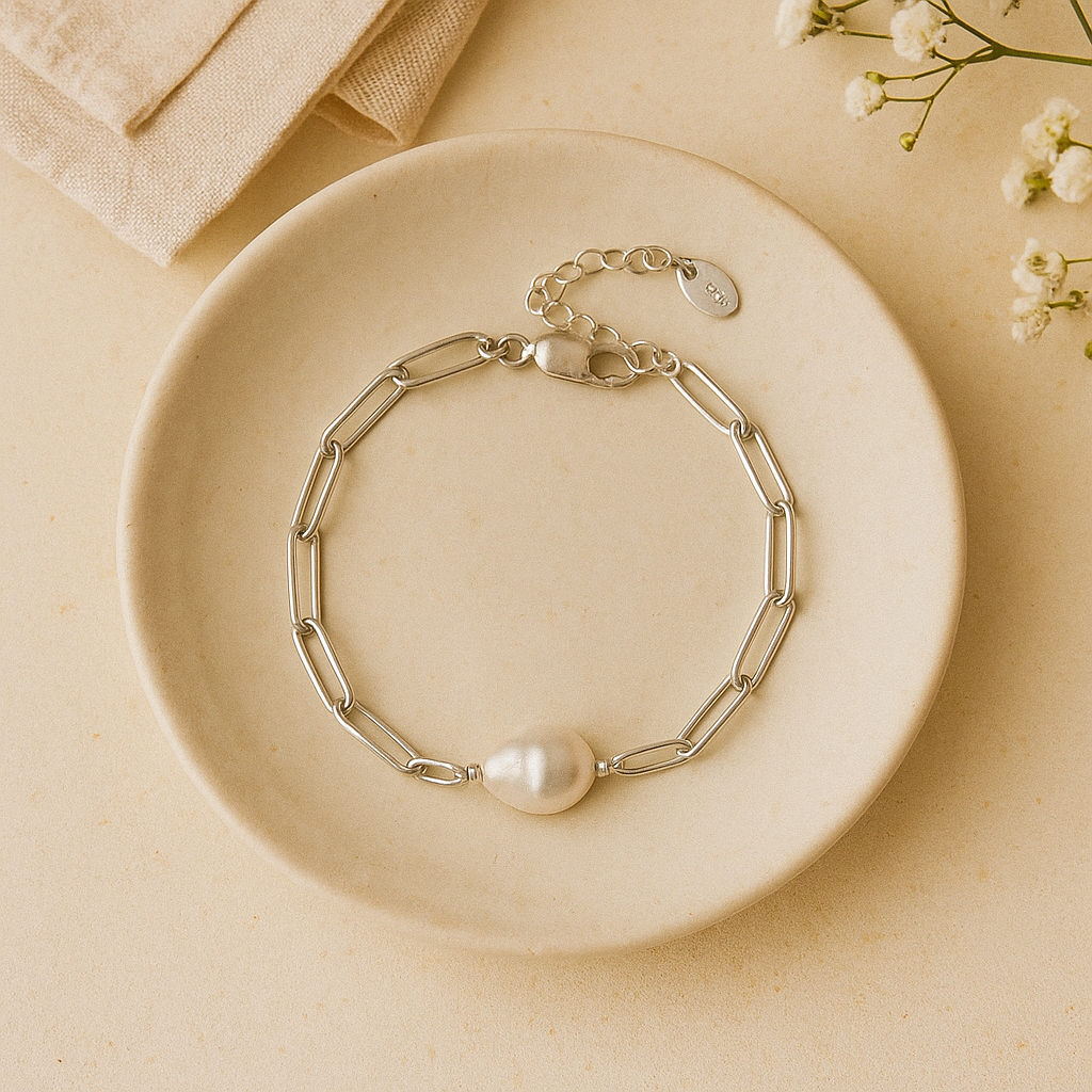 Ligne Perle Bracelet – Silver Finish