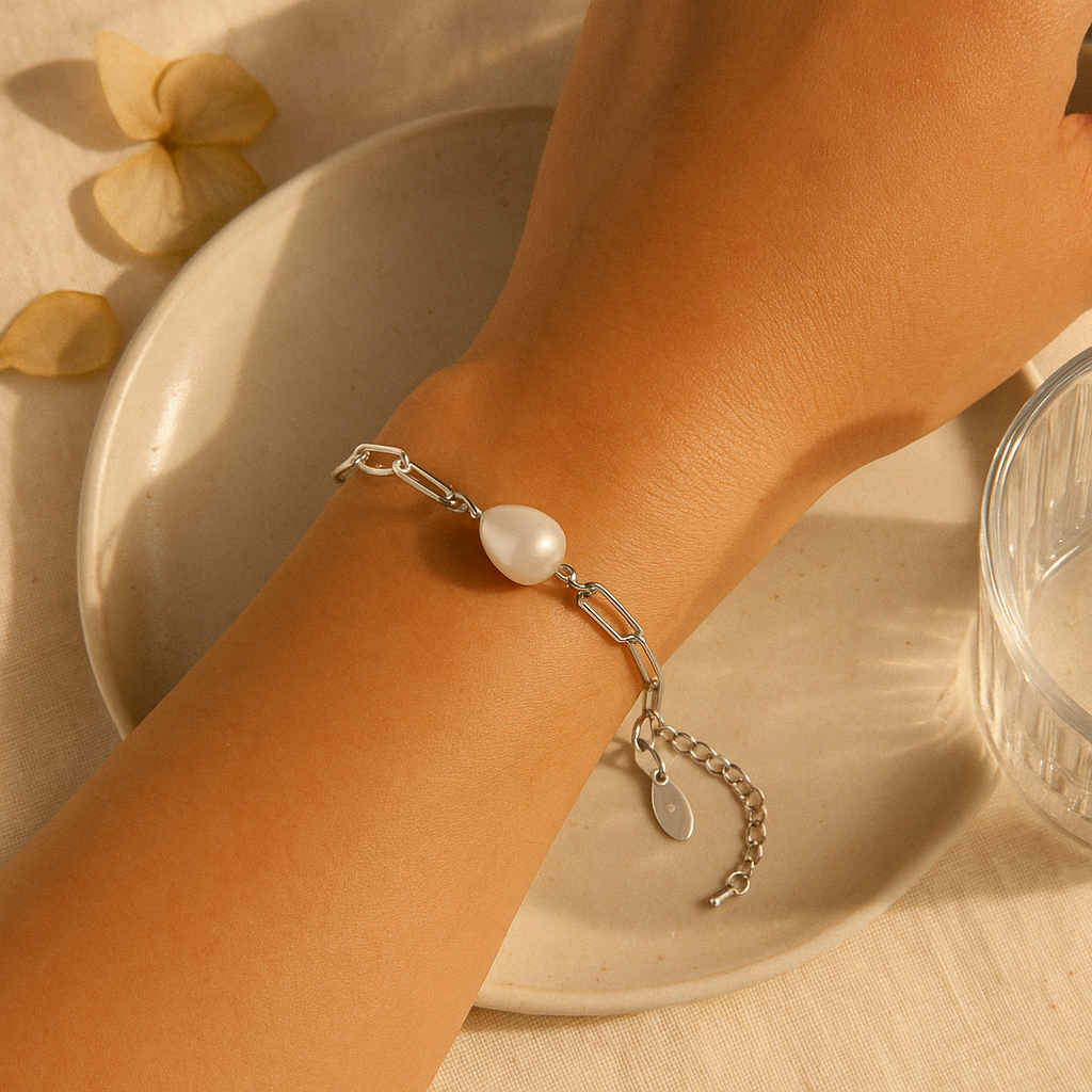 Ligne Perle Bracelet – Silver Finish
