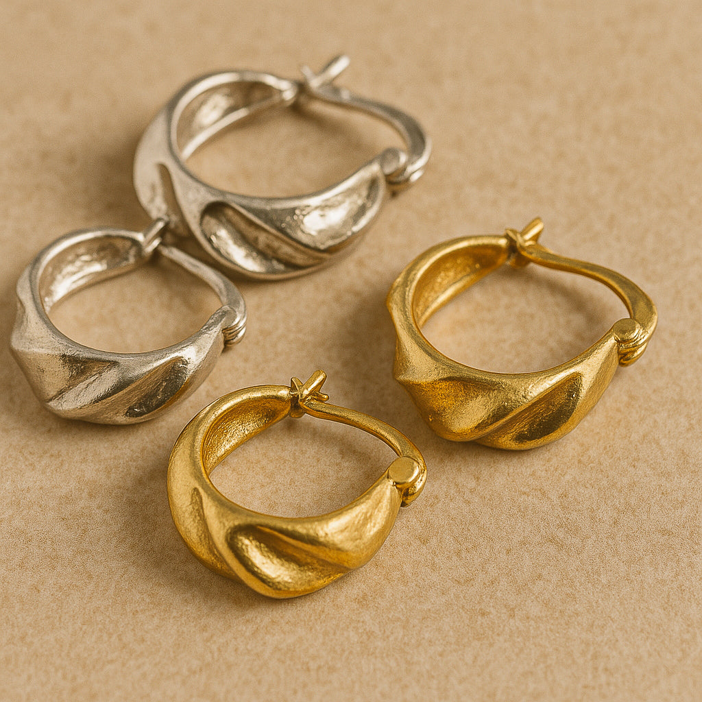 Élan Sculptural Hoops – Gold Finish