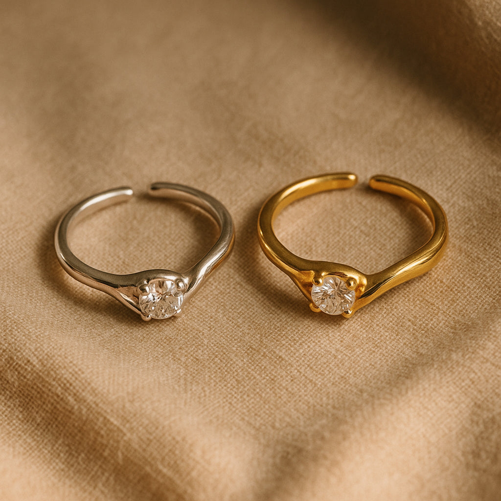 Lumière Geometric Ring – Sterling Silver Finish
