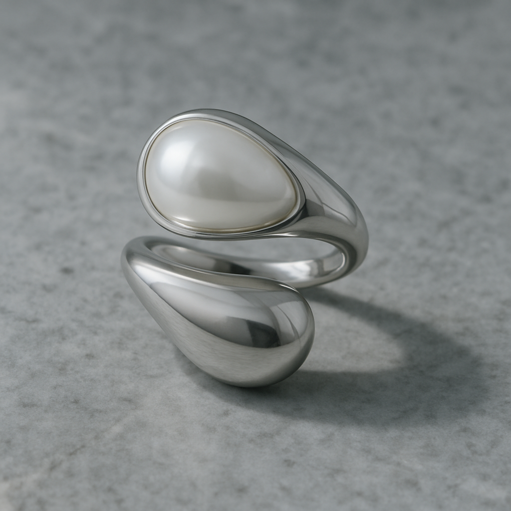 Équilibre Ring – Tiger Eye / Pearl - Silver Finish